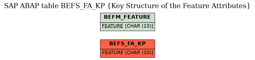 E-R Diagram for table BEFS_FA_KP (Key Structure of the Feature Attributes)