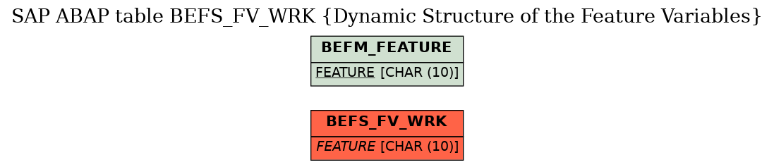 E-R Diagram for table BEFS_FV_WRK (Dynamic Structure of the Feature Variables)