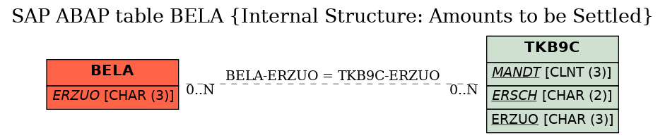 E-R Diagram for table BELA (Internal Structure: Amounts to be Settled)