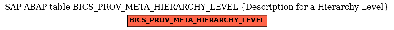 E-R Diagram for table BICS_PROV_META_HIERARCHY_LEVEL (Description for a Hierarchy Level)