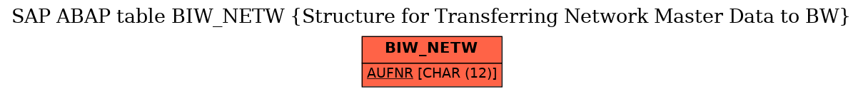 E-R Diagram for table BIW_NETW (Structure for Transferring Network Master Data to BW)