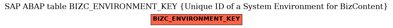 E-R Diagram for table BIZC_ENVIRONMENT_KEY (Unique ID of a System Environment for BizContent)