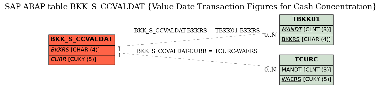 E-R Diagram for table BKK_S_CCVALDAT (Value Date Transaction Figures for Cash Concentration)