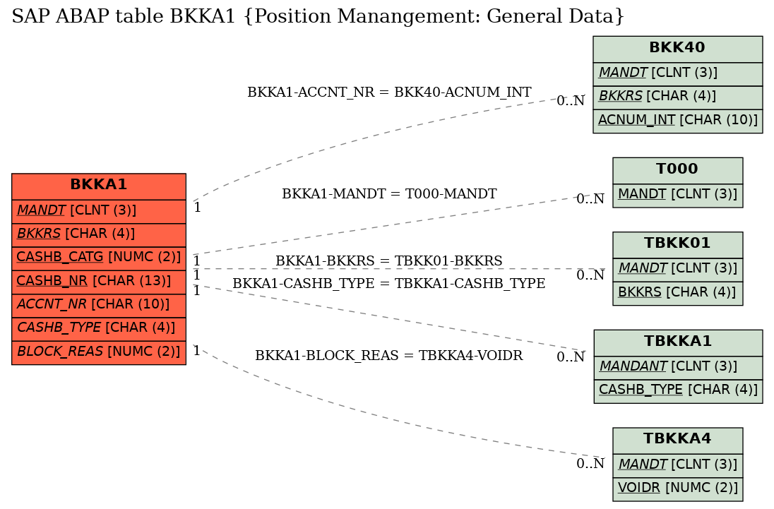 E-R Diagram for table BKKA1 (Position Manangement: General Data)