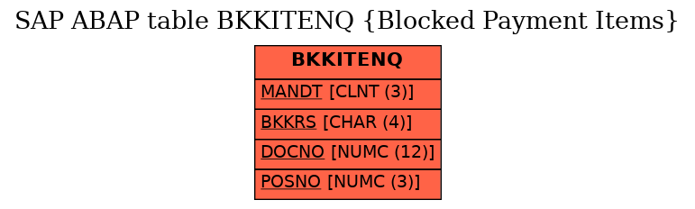 E-R Diagram for table BKKITENQ (Blocked Payment Items)