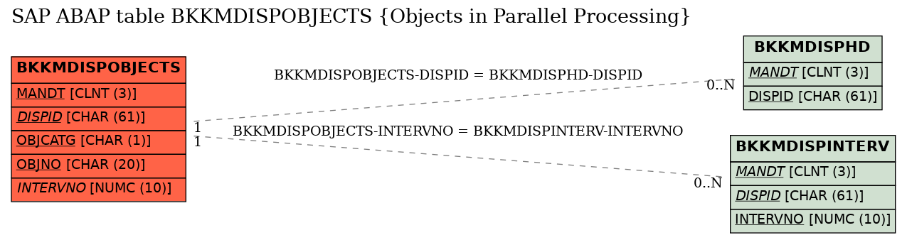 E-R Diagram for table BKKMDISPOBJECTS (Objects in Parallel Processing)