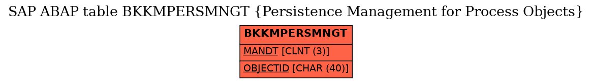 E-R Diagram for table BKKMPERSMNGT (Persistence Management for Process Objects)