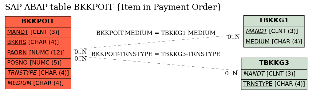 E-R Diagram for table BKKPOIT (Item in Payment Order)