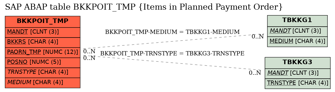 E-R Diagram for table BKKPOIT_TMP (Items in Planned Payment Order)