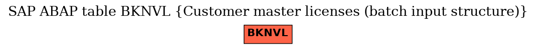 E-R Diagram for table BKNVL (Customer master licenses (batch input structure))