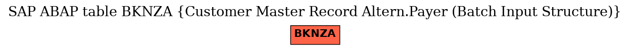 E-R Diagram for table BKNZA (Customer Master Record Altern.Payer (Batch Input Structure))