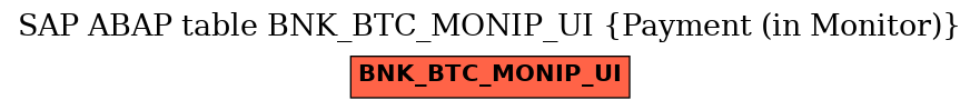 E-R Diagram for table BNK_BTC_MONIP_UI (Payment (in Monitor))