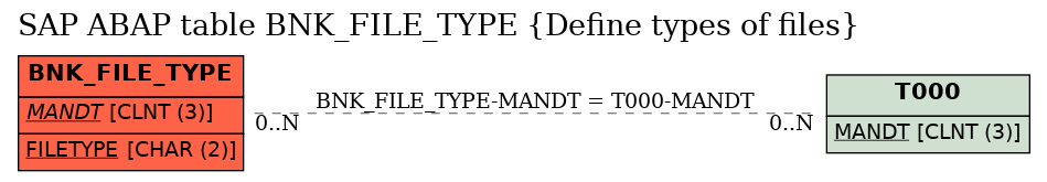 E-R Diagram for table BNK_FILE_TYPE (Define types of files)