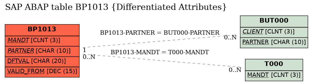 E-R Diagram for table BP1013 (Differentiated Attributes)