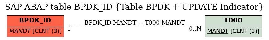 E-R Diagram for table BPDK_ID (Table BPDK + UPDATE Indicator)