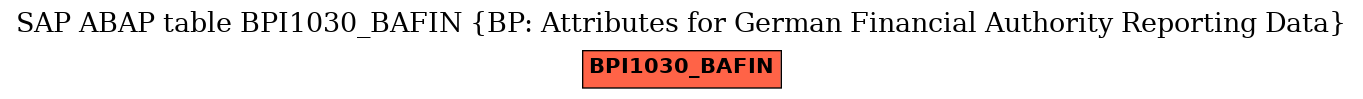 E-R Diagram for table BPI1030_BAFIN (BP: Attributes for German Financial Authority Reporting Data)