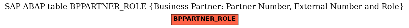 E-R Diagram for table BPPARTNER_ROLE (Business Partner: Partner Number, External Number and Role)