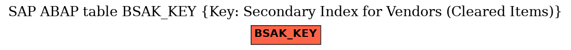 E-R Diagram for table BSAK_KEY (Key: Secondary Index for Vendors (Cleared Items))