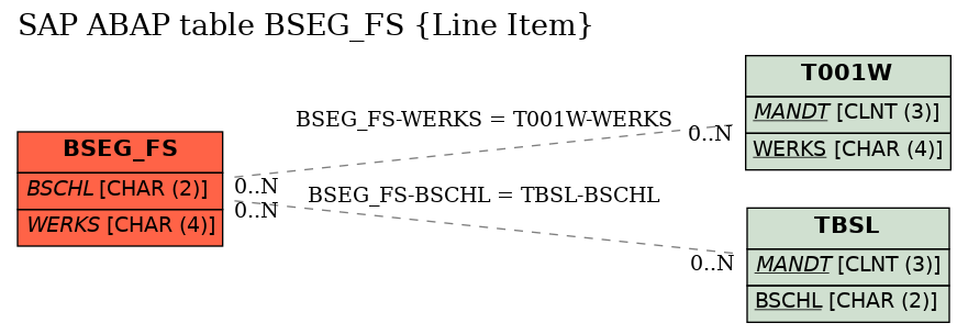 E-R Diagram for table BSEG_FS (Line Item)