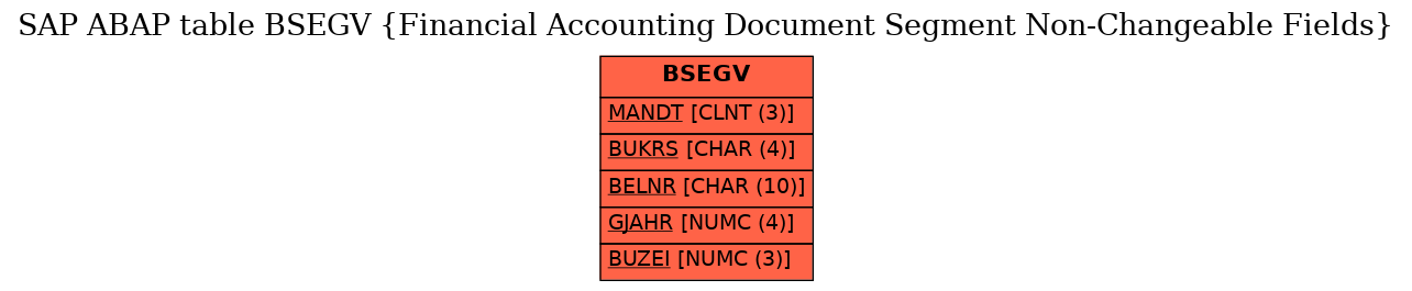 E-R Diagram for table BSEGV (Financial Accounting Document Segment Non-Changeable Fields)