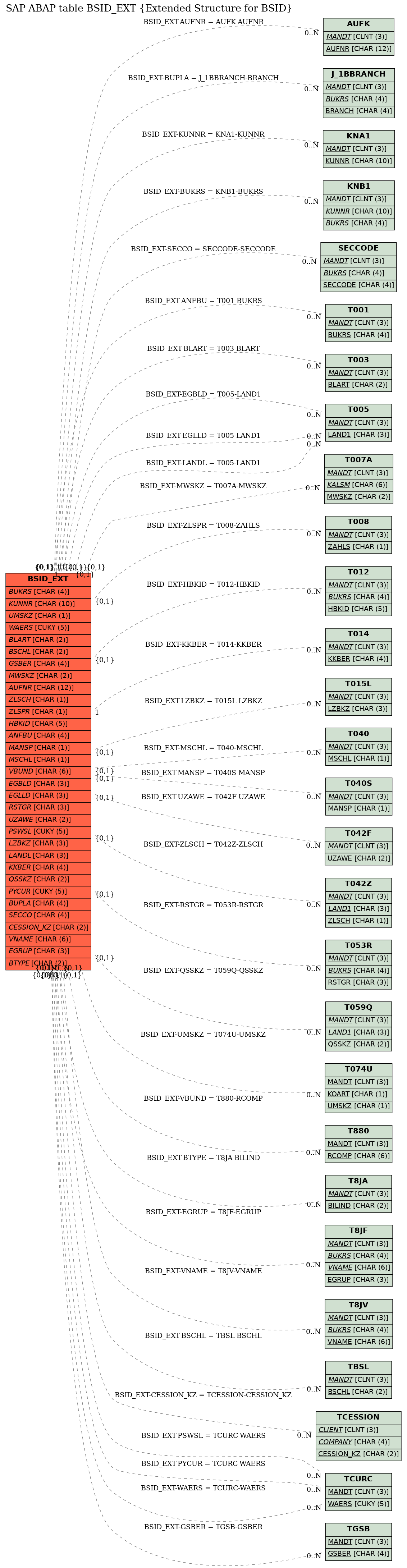 E-R Diagram for table BSID_EXT (Extended Structure for BSID)