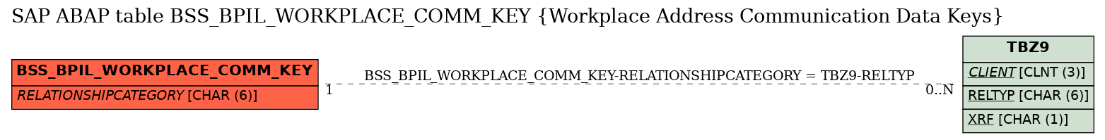 E-R Diagram for table BSS_BPIL_WORKPLACE_COMM_KEY (Workplace Address Communication Data Keys)