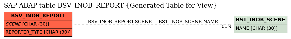 E-R Diagram for table BSV_INOB_REPORT (Generated Table for View)