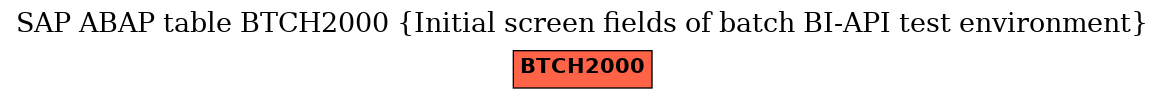 E-R Diagram for table BTCH2000 (Initial screen fields of batch BI-API test environment)
