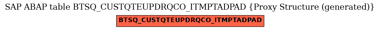 E-R Diagram for table BTSQ_CUSTQTEUPDRQCO_ITMPTADPAD (Proxy Structure (generated))