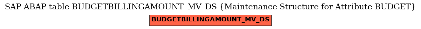 E-R Diagram for table BUDGETBILLINGAMOUNT_MV_DS (Maintenance Structure for Attribute BUDGET)