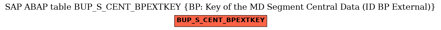 E-R Diagram for table BUP_S_CENT_BPEXTKEY (BP: Key of the MD Segment Central Data (ID BP External))