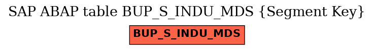 E-R Diagram for table BUP_S_INDU_MDS (Segment Key)