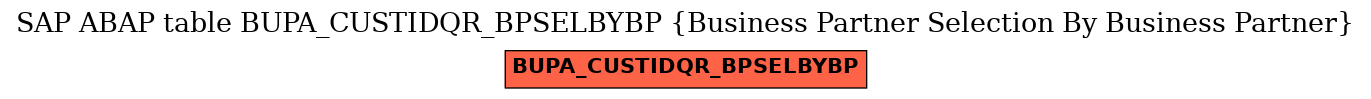 E-R Diagram for table BUPA_CUSTIDQR_BPSELBYBP (Business Partner Selection By Business Partner)