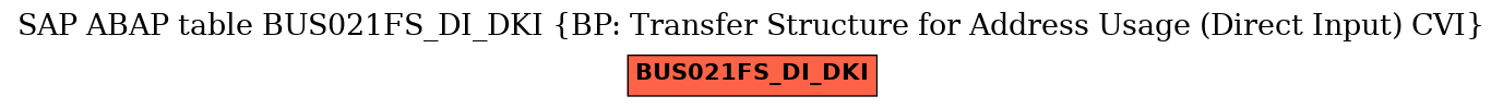 E-R Diagram for table BUS021FS_DI_DKI (BP: Transfer Structure for Address Usage (Direct Input) CVI)