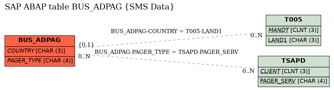 E-R Diagram for table BUS_ADPAG (SMS Data)