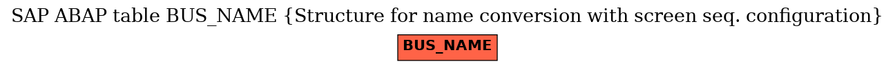 E-R Diagram for table BUS_NAME (Structure for name conversion with screen seq. configuration)