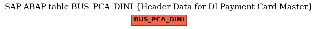 E-R Diagram for table BUS_PCA_DINI (Header Data for DI Payment Card Master)