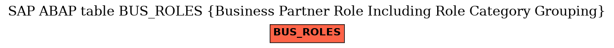 E-R Diagram for table BUS_ROLES (Business Partner Role Including Role Category Grouping)