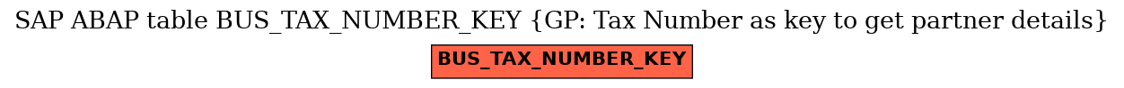 E-R Diagram for table BUS_TAX_NUMBER_KEY (GP: Tax Number as key to get partner details)