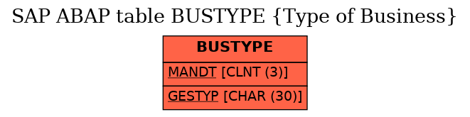 E-R Diagram for table BUSTYPE (Type of Business)