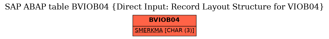 E-R Diagram for table BVIOB04 (Direct Input: Record Layout Structure for VIOB04)