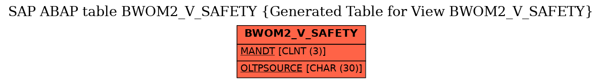 E-R Diagram for table BWOM2_V_SAFETY (Generated Table for View BWOM2_V_SAFETY)