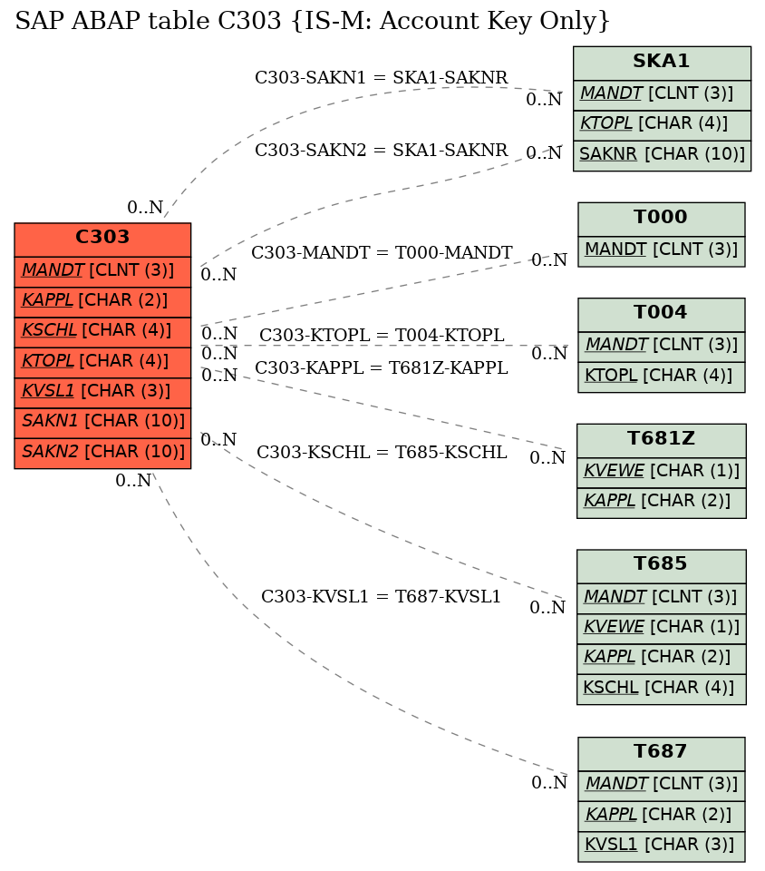 E-R Diagram for table C303 (IS-M: Account Key Only)