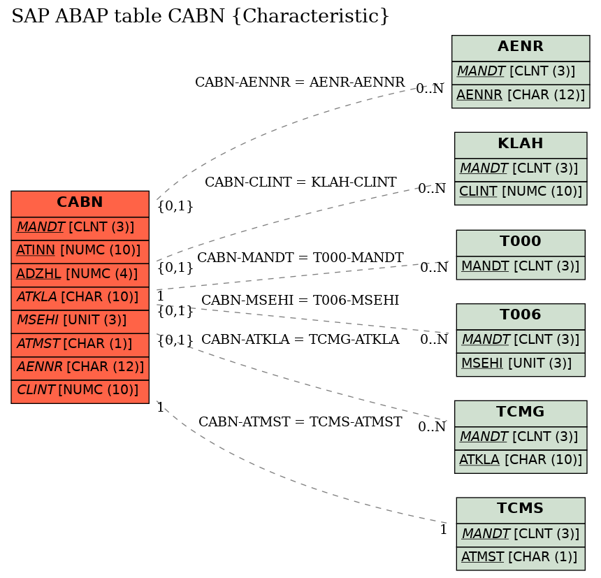 E-R Diagram for table CABN (Characteristic)