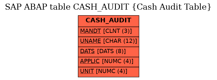 E-R Diagram for table CASH_AUDIT (Cash Audit Table)