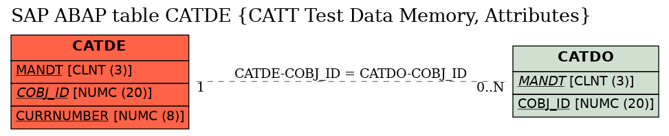 E-R Diagram for table CATDE (CATT Test Data Memory, Attributes)