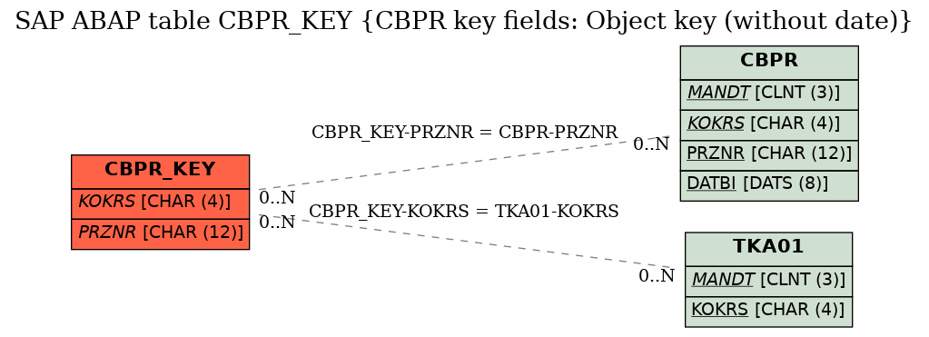 E-R Diagram for table CBPR_KEY (CBPR key fields: Object key (without date))