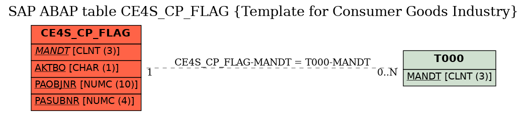 E-R Diagram for table CE4S_CP_FLAG (Template for Consumer Goods Industry)