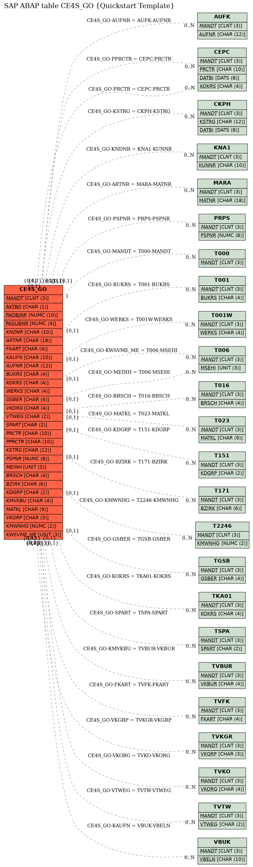 E-R Diagram for table CE4S_GO (Quickstart Template)