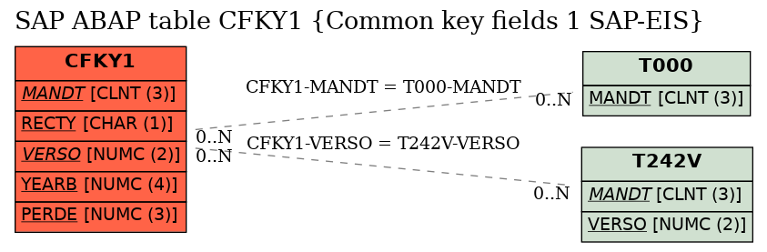 E-R Diagram for table CFKY1 (Common key fields 1 SAP-EIS)